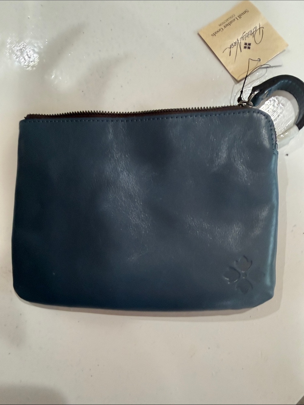 Patricia Nash Teal Leather Zip Wristlet